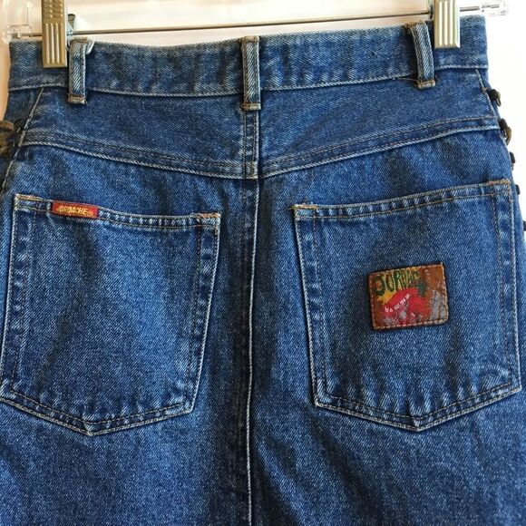 VINTAGE JORDACHE JEAN SKIRT WITH LEATHER LACING - Picture 8 of 8